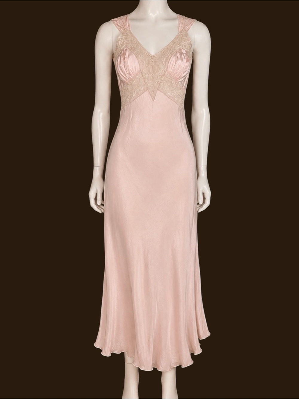 Antique 1930’s Artemis Blush Pink Lace Rayon Slip Dress
